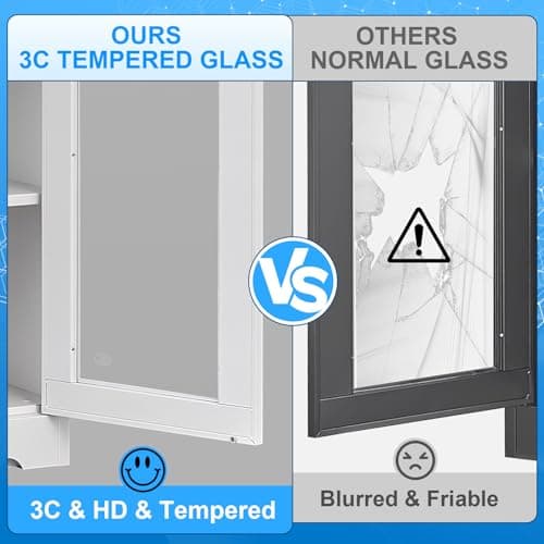 Polup Display Cabinet with Glass Doors, 71'' Tall Curio Cabinets with Lock, Metal Glass Display Case for Collectibles, Living Room, School, Commercial, White, Assemble Required 6