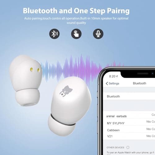 Kids Earbuds, 85dB Safe Volume to Protect Hearing, Bluetooth Earbuds for Kids with Mic, 30H Playtime, Safe Material, Lightweight, Waterproof, Touch Control, Wireless Ear Buds for School Travel, Koala 5