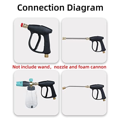 Sooprinse High Pressure Washer Gun 3000 PSI Max, Power Washer Short Gun with 1/4 Inch Quick Connector, M22-14 5