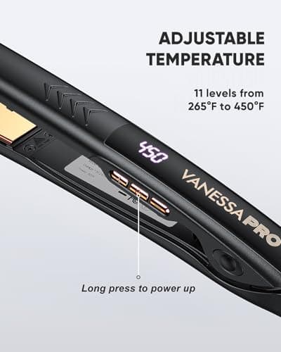 VANESSA PRO Flat Iron Hair Straightener, 100% Pure Titanium Flat Iron for One Pass to Achieve a Sleek Look, Curls Beautifully & Straightens Well - 1 inch 7