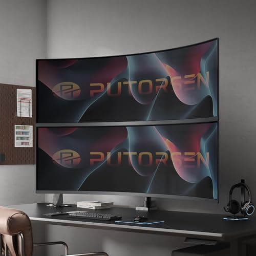 Dual Monitor-Arm Heavy-Duty for 17-57-Inch Screens - 23.8'' Tall Vertical Dual Monitor Mount, Fully Adjustable Stacked Double Monitor Desk Mount Stand, Max Load 44 lbs/Screen, VESA 75/100 mm, Black 7