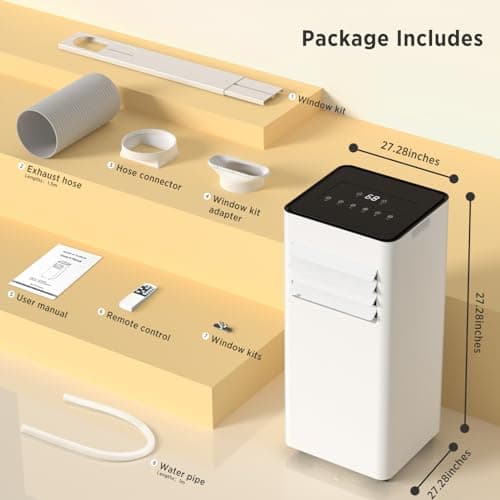 ZAFRO 10,000 BTU Portable Air Conditioners Cool Up to 450 Sq.Ft, 4 Modes Portable AC Unit with Remote Control/LED Display/24Hrs Timer/Installation Kits for Home/Office/Dorms, White 7