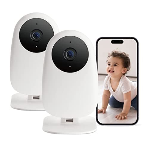 nooie Baby Monitor 2 Pack, Baby Camera Monitor with Phone Access, Video Baby Monitor WiFi Smartphone 2.4G, 2K HD Night Vision, Two-Way Audio, Motion and Sound Alerts, SD or Cloud Storage