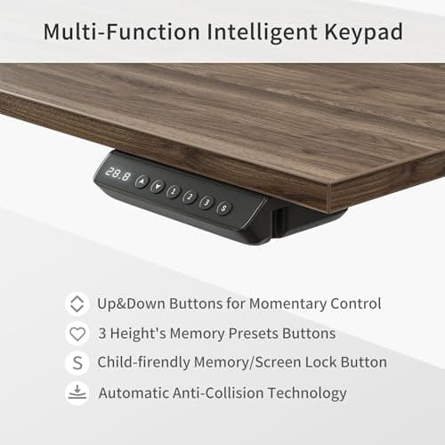 FEZIBO 63" L Shaped Standing Desk with Storage, Executive Height Adjustable Table, Deep Wood Grainy 5