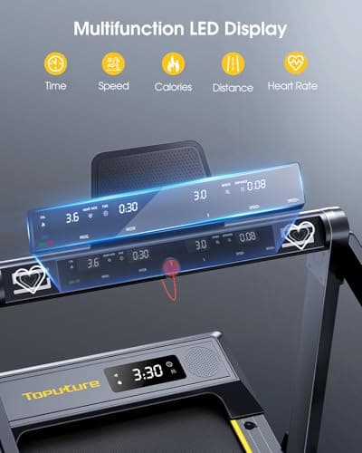 TOPUTURE Walking Pad Treadmill with 12% Incline, 4 in 1 Folding Treadmill for Home/Office with Handle Bar, 2.5HP Under Desk Treadmills Portable Walking Pad with App & Bluetooth Speaker, 0.6-10MPH 5