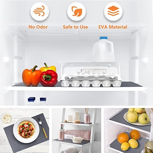 StaHom Shelf Liners for Kitchen Cabinets Refrigerator Liners Waterproof & Oil-Proof Kitchen Cupboard Liner Plastic Drawer Mats EVA Material Non Adhesive Fridge Liner for Shelves Gray 11.8 x 59 Inch 5