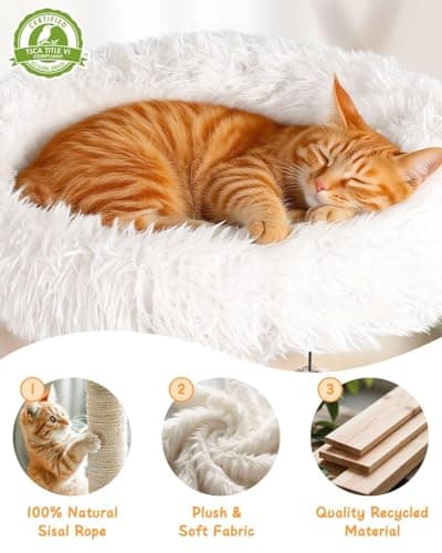 Purrlato 61" Modern Cat Tree Tower for Indoor Cats, Luxury Climbing Tower with Plush Lounge, Kitty Condos, Hammock & Scratching Posts, Classic cat Furniture 6