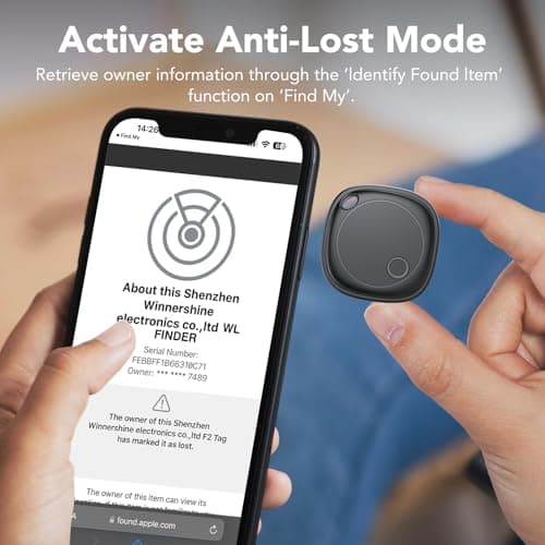 Air Tracker Tags-4 Pack, Bluetooth Tracker Works with Apple Find My APP (iOS Only), Bluetooth Item Finder Keys Finder and Item Locator for Keys, Bags, Luggage,Pets,Wallet,Replaceable Battery 7