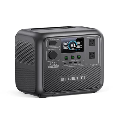 BLUETTI AC70 Portable Power Station, 768Wh Solar Generator w/ 2 1000W AC Outlets (Power Lifting 2000W), 100W Type-C, LiFePO4 Battery Backup for Road Trip, Off-Grid, Power Outage (Solar Panel Optional)