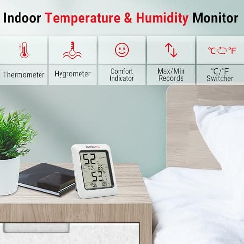 TempPro TP50 2 Pieces Digital Hygrometer Indoor Thermometer Room Thermometer and Humidity Gauge with Temperature Humidity Monitor(Previously ThermoPro) 2