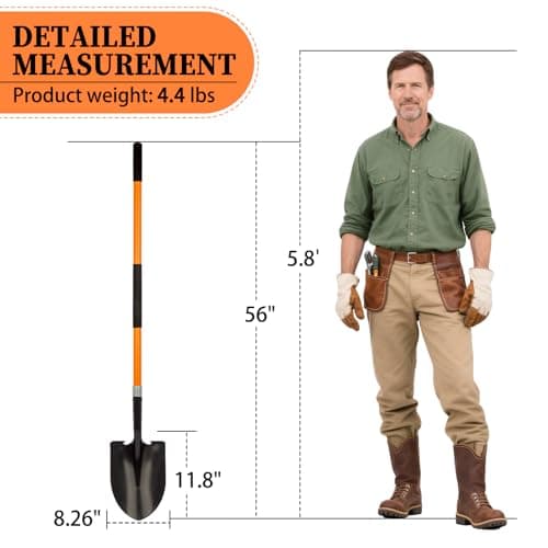 Dikuyeel Shovel for Digging Heavy Duty Metal Shovel with Fiberglass Handle, 56 Inches 7