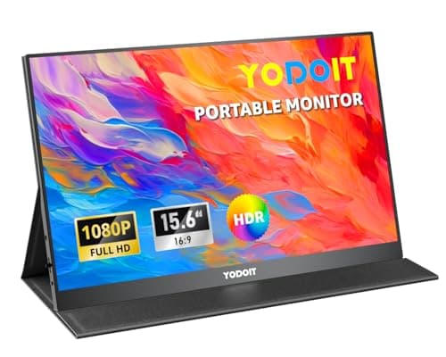 Yodoit Portable Monitor for Laptop 1920×1080 15.6" FHD Travel Screen IPS Display with USB Type C Port and Built-in Speakers with Cover Compatible with PC, MacBook, Xbox (Black)