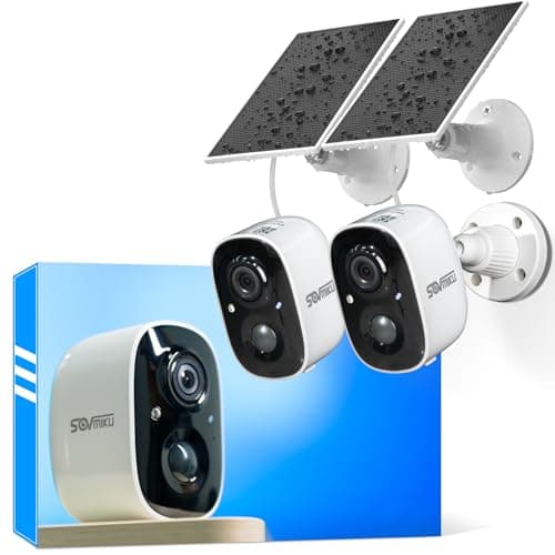 Sovmiku 2CG6 Solar Security Camera Wireless Outdoor,Battery Powered,Easy to Setup,PIR Motion Detection,Two Way Audio, Audible Flashlight Siren,2.4GHz Wi-Fi Color Night Vision, 180 Days Exchange Policy