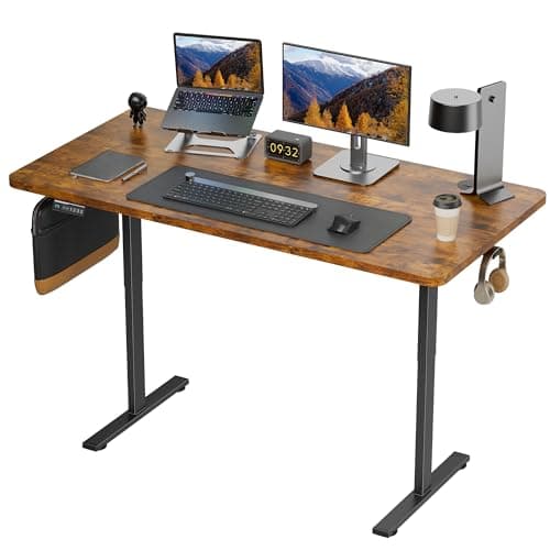 Simple Deluxe Electric Standing Desk, 24x40 Inches, Rustic Brown, Ergonomic Rising Computer Table with Memory Preset