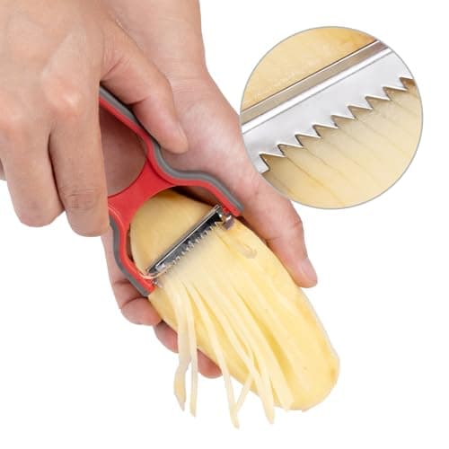 4-Piece Peeler Set with Straight, Serrated, and Julienne Peelers for Fruits, Vegetables, and Shredding，304 Stainless Steel 5