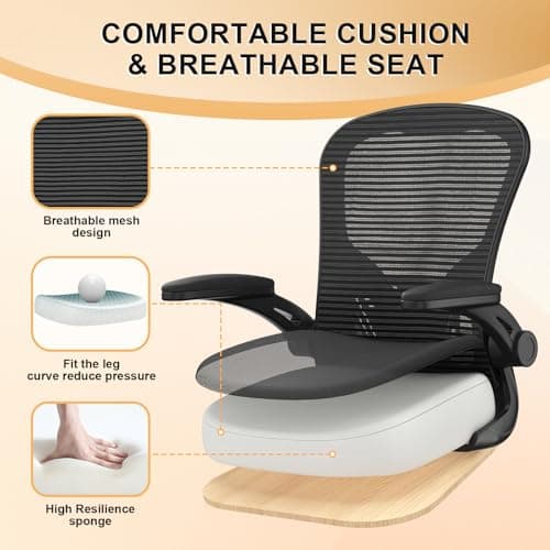 Office Chair, Ergonomic Desk Chairs 330LBS Capacity High Back Mesh Computer Chair with Flip-up Armrests, Comfy Work Chair with Adjustable Lumbar Support, Rolling Chair 7