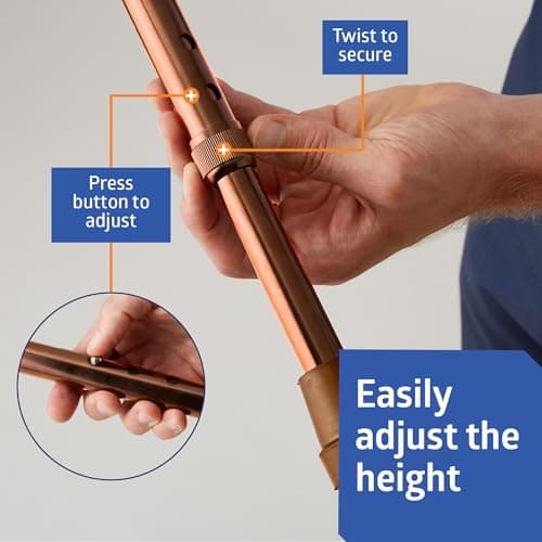 Medline Aluminum-Bronze Offset Walking Cane, Adjusts 29–38” & Supports Up to 300 Lbs. — Mobility Aid Provides Balance for Seniors & Adults 6