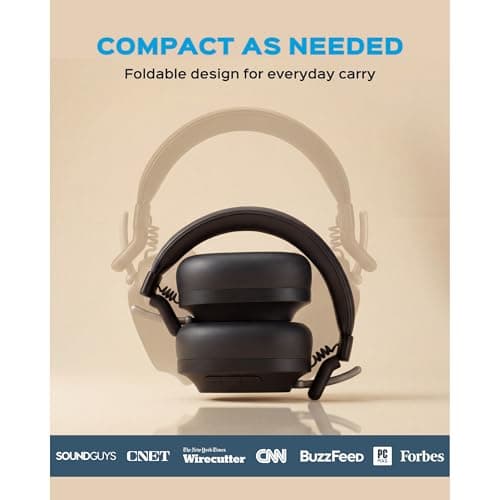 TREBLAB Bluetooth Headphones Over The Ear, Noise Cancelling, Hybrid ANC, 64H Battery, IPX4, Foldable Wireless Headphones with Mic, Lightweight, Work and Travel – U5 7