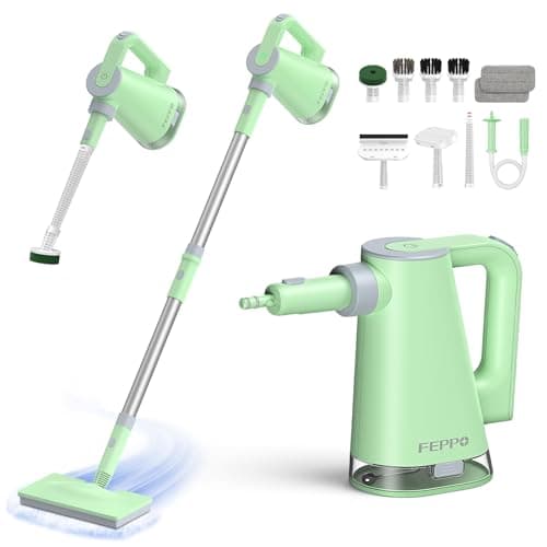 FEPPO Steam Mop with Detachable Handheld Steam Cleaner for Home and Floor Cleaning, 10-in-1 Multi-purpose Attachments & 2 Pads, Powerful Steamer for Floors, Hardwood, Tiles,Grout,Windows,Kitchen,Bath
