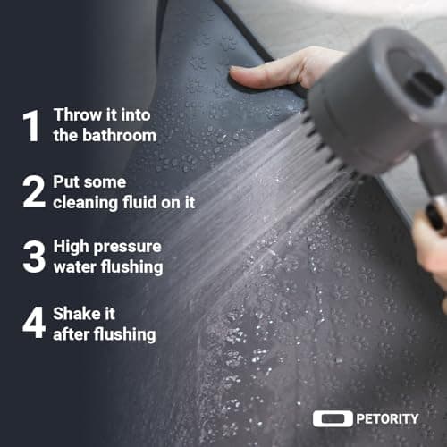 PETORITY Cat Litter Mat, Small 16''x24'' Food-Grade Silicone Litter Box Mat for Litter Trapping, Waterproof, Non-Slip, Easy to Clean,Grey 5