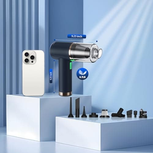 CungCi Car Vacuum Handheld Vacuum Portable Cordless, 18000Pa 5 in 1, 100W Brushless Motor, High Power Vacuum Cleaner with Window Breaker Hammer, LED Light, Multi-Nozzles for Car, Home, Pet, Office 8