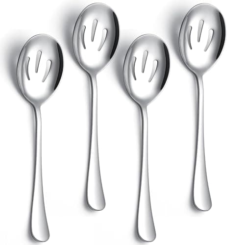 AYFDISHS Serving Spoons 8.7 Inches Slotted Serving Spoon Large Cutlery for Catering Buffet, Mirror Polished, Dishwasher Safe, 4 Pieces