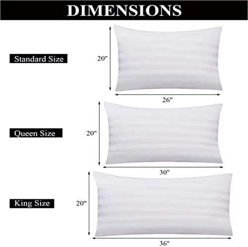 100% Egyptian Cotton King Pillow Protectors Set of 2, 400 Thread Count Sateen Weave Cooling Pillowcase, Easy Care Zippered Style Pillow Covers (Stripe-White, King) 6