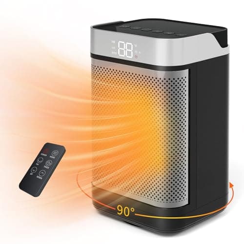 Space Heater, Portable Electric Heaters for Indoor Use with Remote, Digital Display, 12H Timer, 1500W PTC Ceramic Fast Safety Heat for Bedroom Office Home