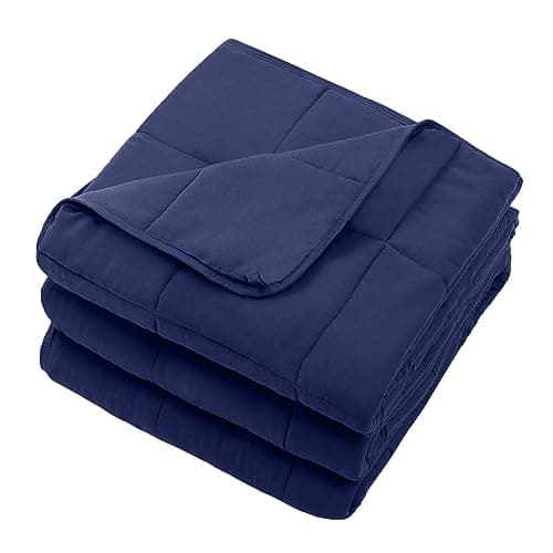 Navy Blue Weighted Blanket for Adults 12lbs, 48"x72", Twin Full Size Cooling Heavy Throw Blanket for 110-130lbs, Microfiber Soft Thick Big Blankets Weighted Comforter Gift for Sleeping 7