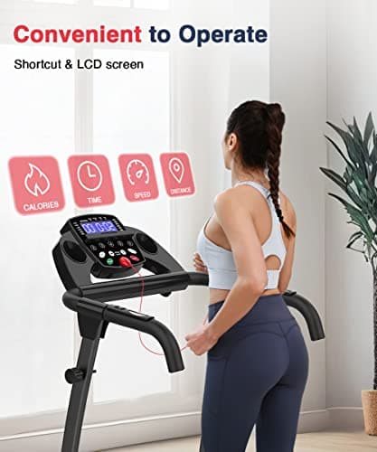 REDLIRO Electric Treadmill Foldable Exercise Walking Machince for Apartment Home/Office Jogging Compact Folding Easy Assembly 12 Preset Program 2 Wheels LCD Display 5