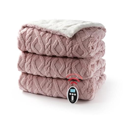 STARBEDIA Electric Blanket Queen Heating Blanket, Wireless Heated Blanket with Dual Control, Soft Sherpa Blanket Electric with 10 Heating Levels & 10 Time Setting, Fast Heating Blanket, Pink, 84"x90"