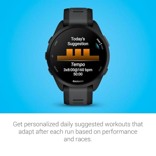 Garmin 010-02863-20 Forerunner 165 Smart Sport Watch, Black + Slate Gray | Official USA Partner Model | Bundle with Deco Essentials Exclusive 26 Month CPS Enhanced Protection Pack 6