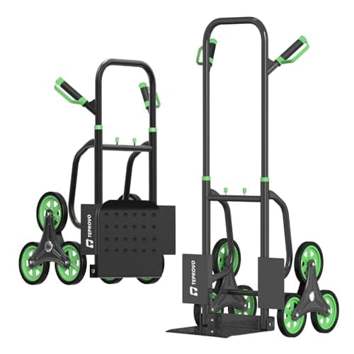 Teprovo Stair Climbing Hand Truck 440lb，Heavy Duty Dolly Cart for Stairs，Thickened Upgraded Steel Tube Folding Stair Climbing Trolley with Six Wheels and Telescoping Handle