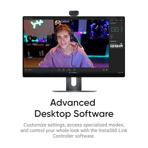 Insta360 Link 2C Tripod Bundle - 4K Webcam for PC/Mac, 1/2" Sensor, Auto Framing, HDR, AI Noise-Canceling Mic, Gesture Control for Streaming, Video Calls, Gaming, Works with Zoom, Teams, Twitch & More 8