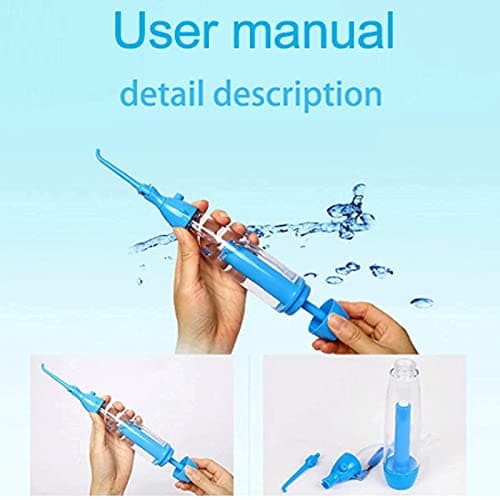 Water Dental Flosser Non-Electric Portable Affordable, Oral Irrigator Cordless Manual Air Pressure Simple Operation, for Home and Travel Blue 5