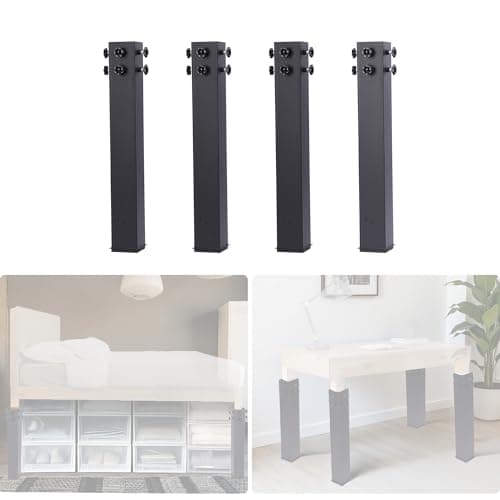 lesolar 4 Pack Heavy Duty Carbon Steel Bed Risers, 19.29 Inch Metal Bed Lifting Square Risers for College Dorm Square Wooden Bed Frames, Tables, Support up to 9,000 lbs