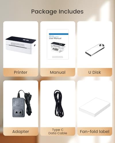 vretti Shipping Label Printer-USB 4×6 Thermal Label Printer,Support Windows&Mac,Quickly Installation, Automatic Label Detection, Easily Print of Various Sizes,Compatible with USPS Shopify Ebay Etsy 6