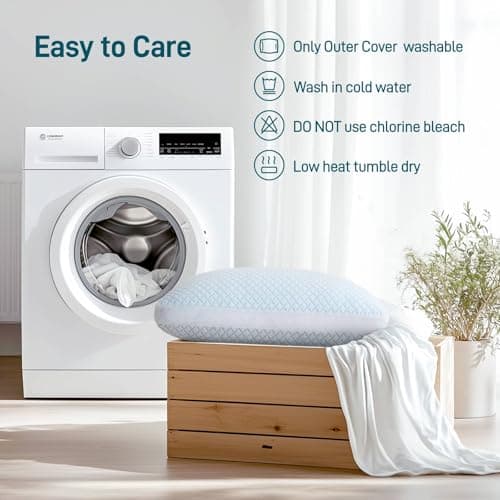 Shredded Memory Foam Cooling Soft Pillows Queen Size Set of 2, Adjustable Hypoallergenic Hotel Quality Pillow for Back, Stomach and Side Sleeper Sleeper, Bamboo Viscose Cover, Oeko-TEX Certified 7