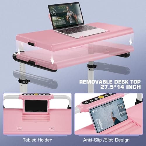 Walking Pad Treadmill with Desk Workstation,3.5 HP Foldable Treadmills with 15% Incline & Handle Bar,450lbs Capacity,2s Folding,Ultra-Quiet,Small/Compact Under Desk Treadmills for Home Ofiice 9