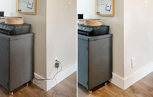 Sleek Socket Original & Patented Flat Ultra-Thin Outlet Concealer with Extension Cord Kit, Multi Outlets Power Strip, Ideal for Home Improvement, Hide Bulky and Messy Cords, 3ft 6