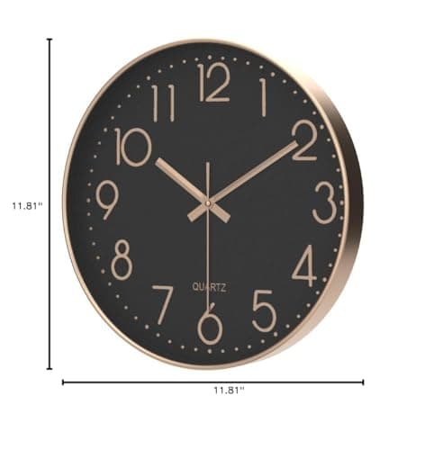 SUOHUI Silent Wall Clock 12 Inch Non-Ticking Wall Clocks Battery Operated for Living Room Decor Modern Wall Clock for Home/Bedroom/Office/Classroom/School/(Rose Gold) 10