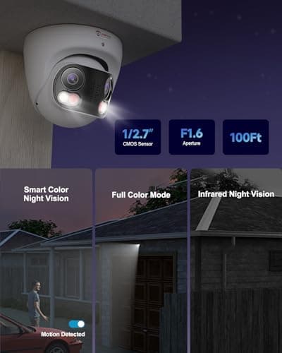 Anpviz 4K 8MP Dual Lens PoE IP Camera Outdoor, 180° Panoramic Security IP Camera, Smart Dual Light Color Night Vision, Human/Vehicle Detection, Two Way Audio, 512GB SD Slot, Full Metal IP66, NDAA 5
