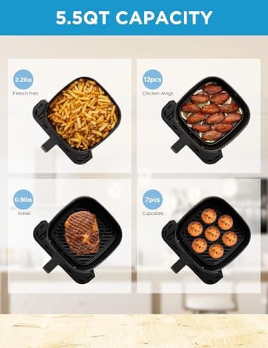 Midea Air Fryer 5.5 Quart with See-Thru Window, Rapid Air Technology, 9 Preset Menus for Quick and Easy Meals,1 Minute Button and Favorite Function, 90% less oil 6