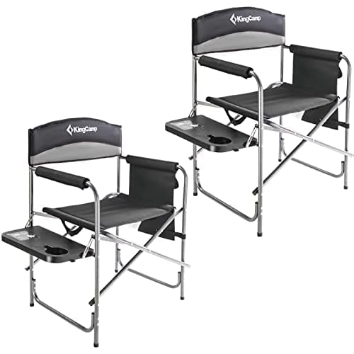 KingCamp 2-Pack Directors Camping Chair with Padded Folding Portable Seats, Black