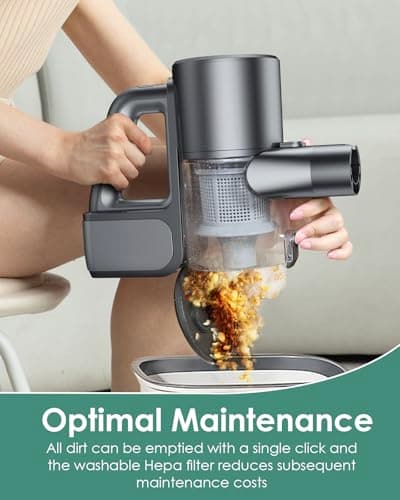 Cordless Vacuum Cleaner, 40Kpa Lightweight Stick Vacuum with 40 mins Runtime, Self-Standing Stick Vacuum Cleaners for Home, Rechargeable Cordless Vacuum for Hard Floors, Carpet and Pet Hair 8