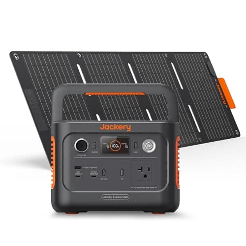 Jackery Solar Generator 240 v2 and 40W Mini Solar Panel, 256Wh LiFePO4 Battery, 300W AC & 100W USB-C Output, Ultra Fast Solar Charging for Outdoors, Camping, Travel & Emergencies