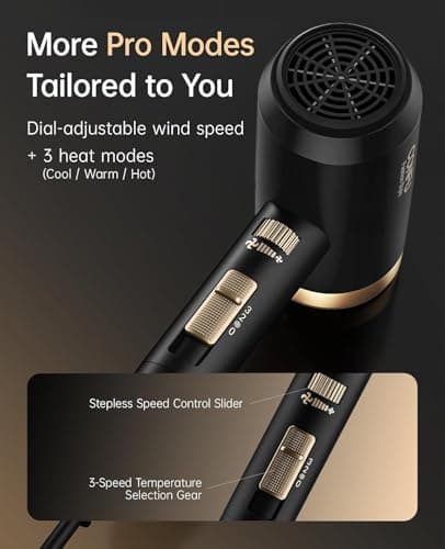 Hair Dryer, CONFU Blow Dryer with Diffuser, 21000PRM Professional Hairdryer, Portable Lightweight Fast Drying Negative Ionic Blow Dryer, Hair Diffuser for Curly Hair for Home Travel 5