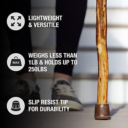 Brazos Rustic Wood Walking Cane, Hardwood, Knob Root Style Handle, for Men & Women, Made in the USA, 37" 5