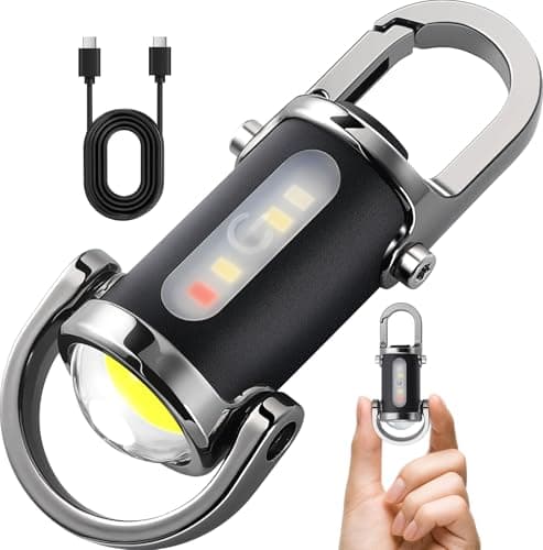 Ciwuzxs Rechargeable Keychain Flashlights, 800 Lumens EDC Mini Flashlights, COB Keychain Work Light Flashlights 7 Light Modes, Bright Mini Keychain Light for Walking, Searching and Hiking