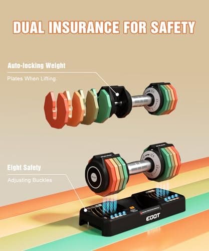 Adjustable Dumbbell Set, EOAT 2.5 to 12.5 lbs Free Weights Dumbbells Pair with Tray for New Beginner, Exercise & Fitness Dumbbells with Anti-Slip Handle & Rainbow-colored Weight Plates 5